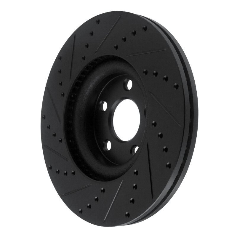 Lincoln MKZ Brake Rotor (1) - Front Right - R1 Concepts - Drilled & Slotted - Black - `17-`20